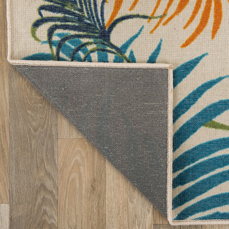 Contemporary Floral Leaves Flatweave Indoor/Outdoor Area Rug