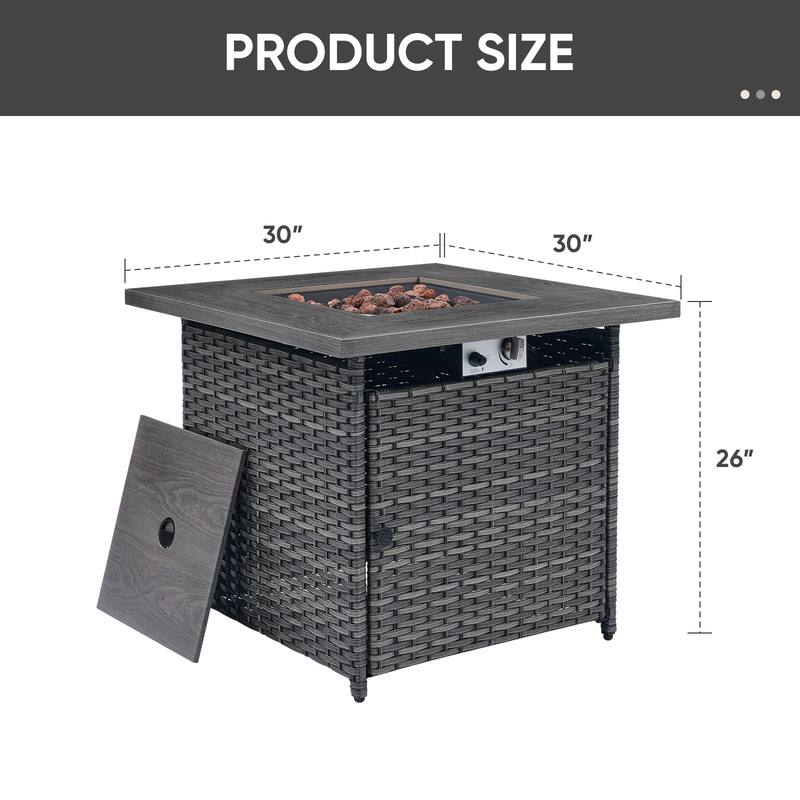 5-Piece Outdoor Sectional Sofa Set with Fire Pit Table