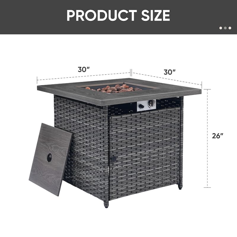 Outdoor Sectional Wicker Sofa with Fire Pit Table