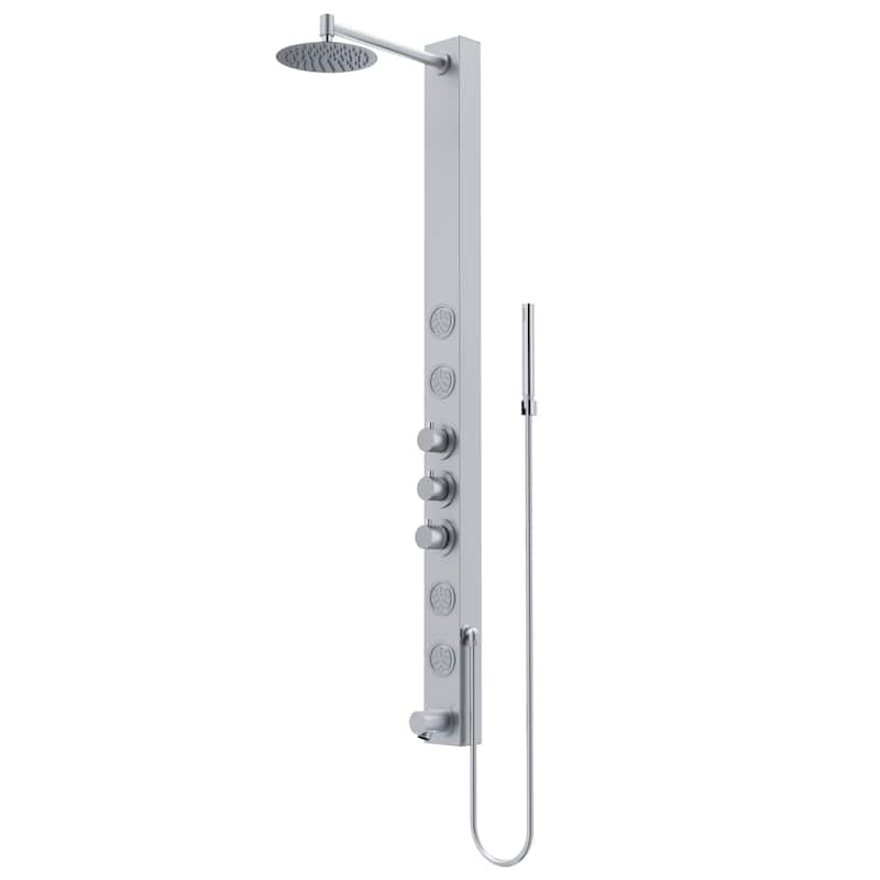VIGO Bowery 58" H x 4" W 4-Jet Shower Panel with Round Shower Head and Tub Filler