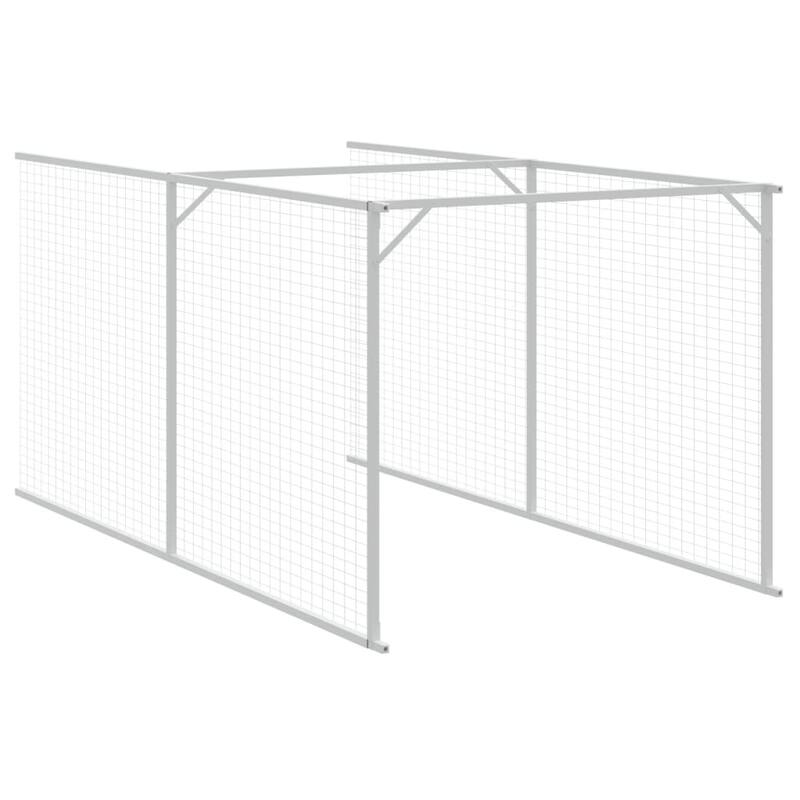 vidaXL Dog House with Run Anthracite/Light Gray multisize Galvanized Steel - 43.3" x 239.8" x 43.3" - Anthracite