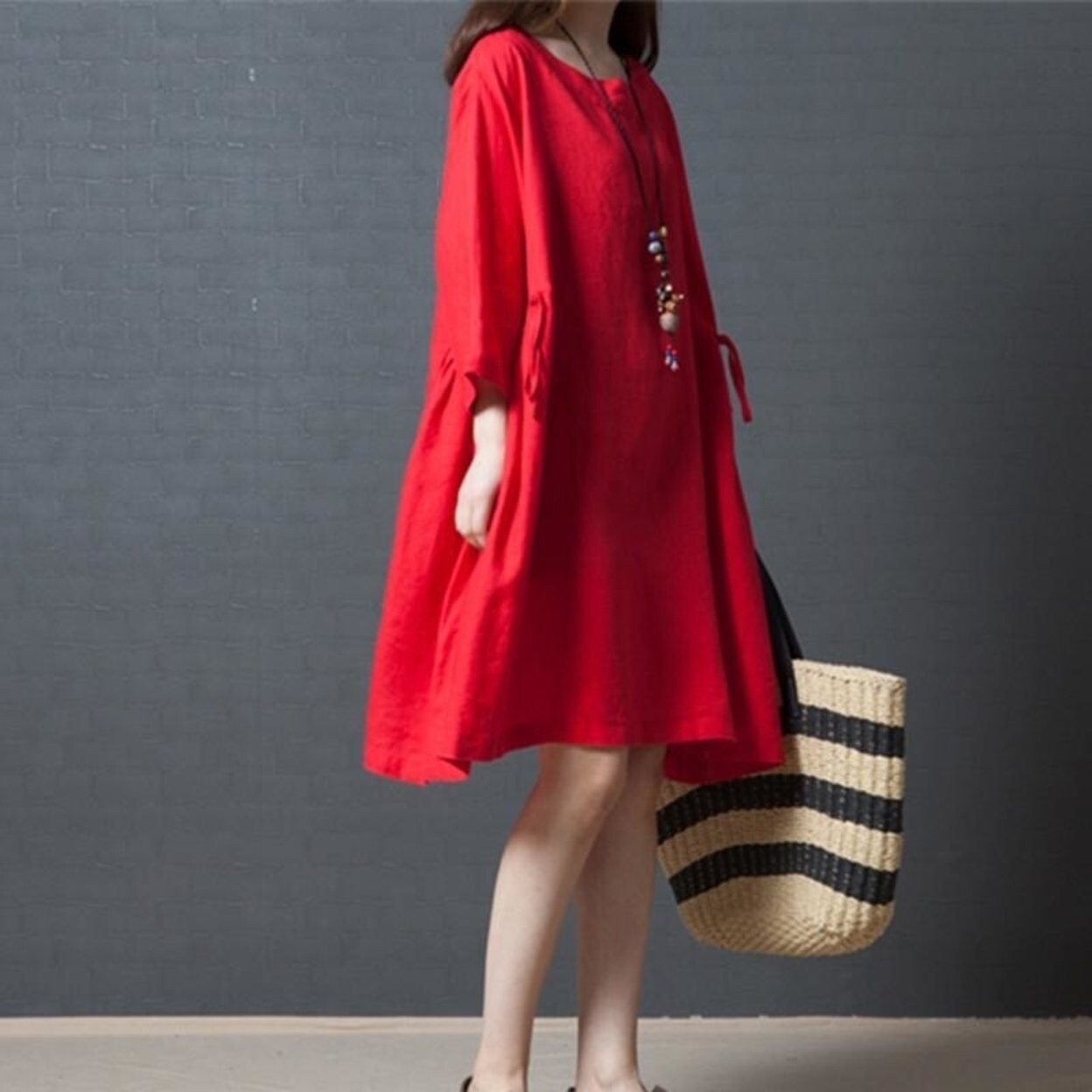 Shop Ilstile 2017 Women Half Sleeve Casual Loose Short Mini Dress