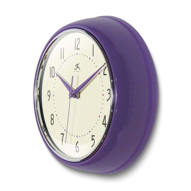 Curata Retro Purple Metal Quartz Wall Clock with Silent Movement