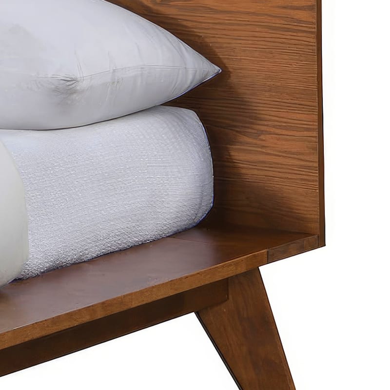 Furniture of America Beau Midcentury 2-Piece Low Profile Platform Bed and Nightstand Set