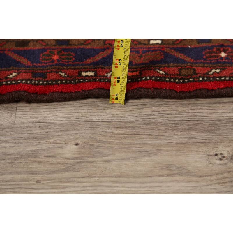 Geometric Tribal Hamedan Persian Area Rug Wool Handmade Foyer Carpet - 3'2" x 4'10"