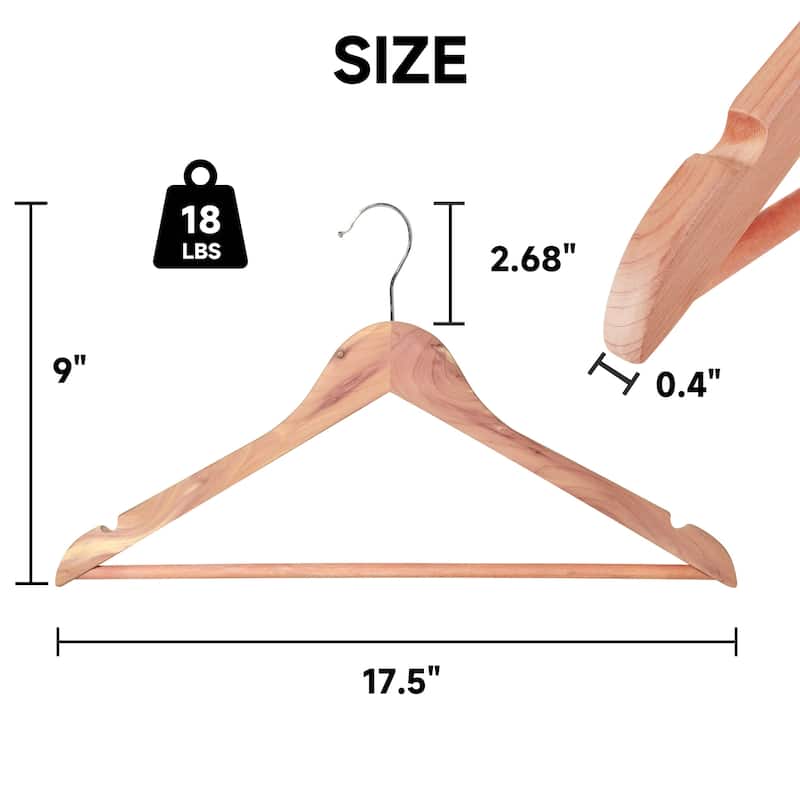 BP4U Premium Solid Wood Hangers with Non-Slip Trouser Bar, Heavy-Duty Suit Coat Wooden Hangers for Jackets, Shirts, and Dresses
