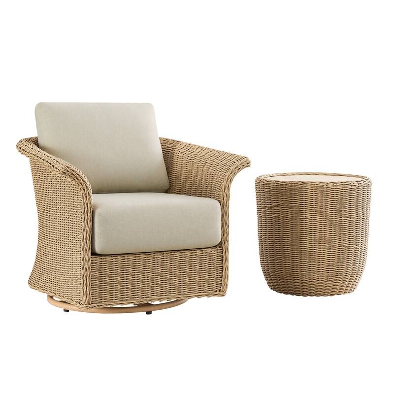 Spruce & Spring Patio Fruniture Outdoor Swivel Chair and Side Table