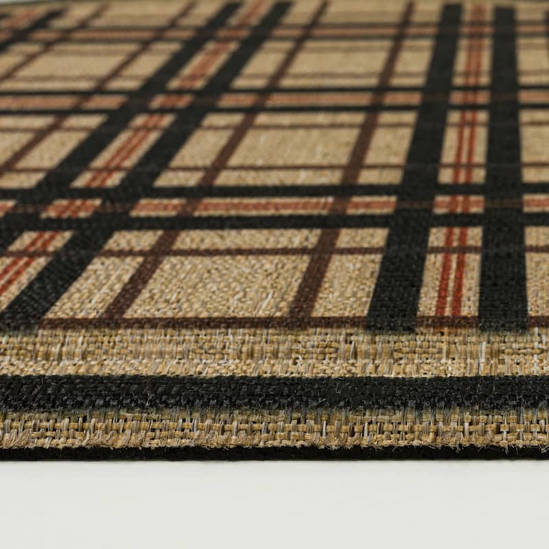 Mohawk Home Plaid Ticking Neutral 1' 6" X 2' 6" Door Mat