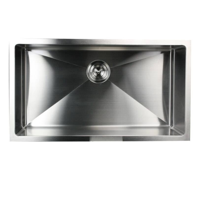 32 Inch Small Radius Undermount 16-Gauge Stainless Steel Kitchen Sink with Drain - 32 x 18 x 10"