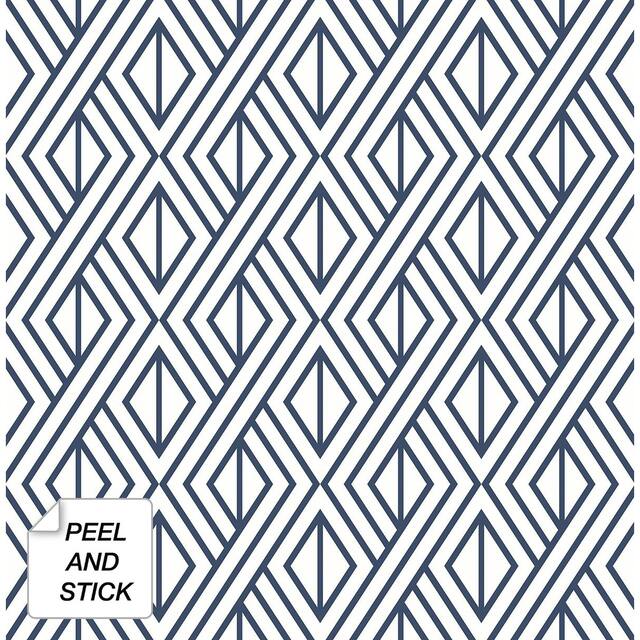 NextWall Navy Diamond Geometric Peel and Stick Removable Wallpaper - 20.5 in. W x 18 ft. L