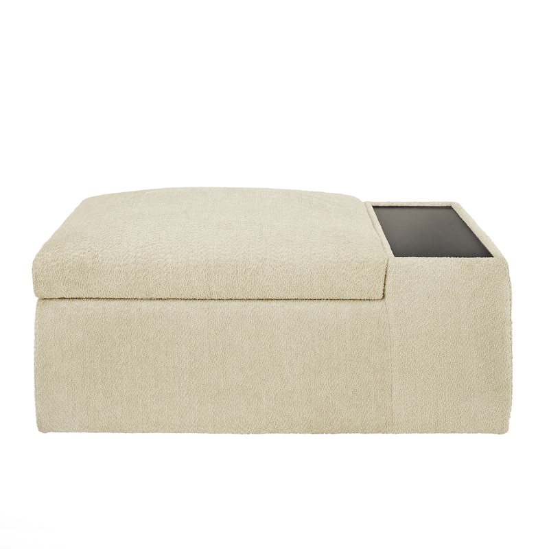 Sebastopol Boucle Fabric Storage Ottoman With Table and Casters by iNSPIRE Q Modern