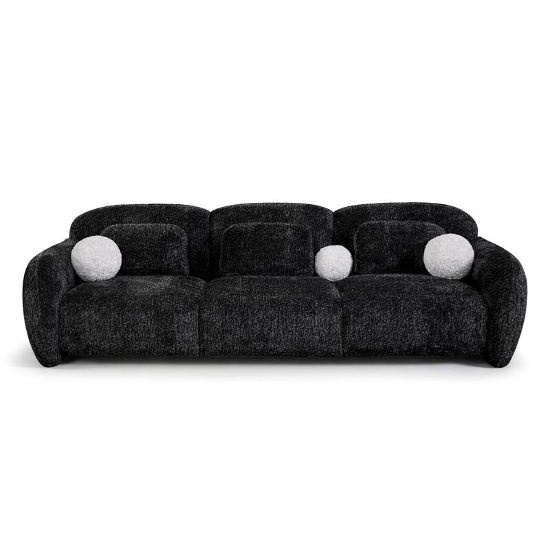 Furniture of America Isren Modern Chenille Sofa with Ball Pillows
