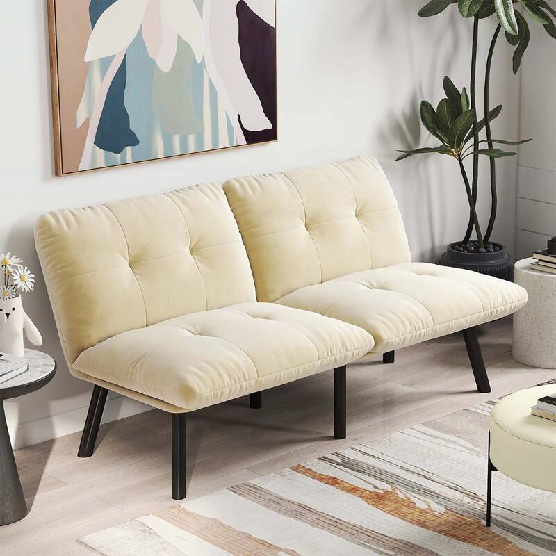 Modern Sofa Bed,Multifunctional and Comfortable for Small Spaces - Cream