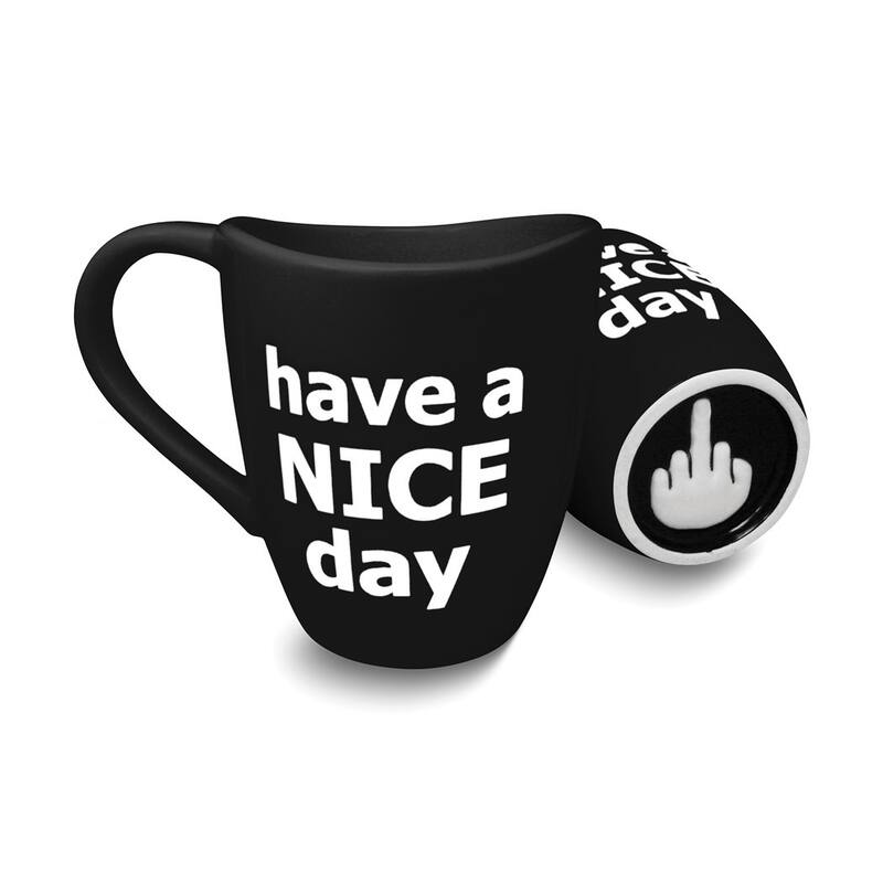 Curata Black Have a Nice Day with Hand 16 Ounce Ceramic Coffee Mug