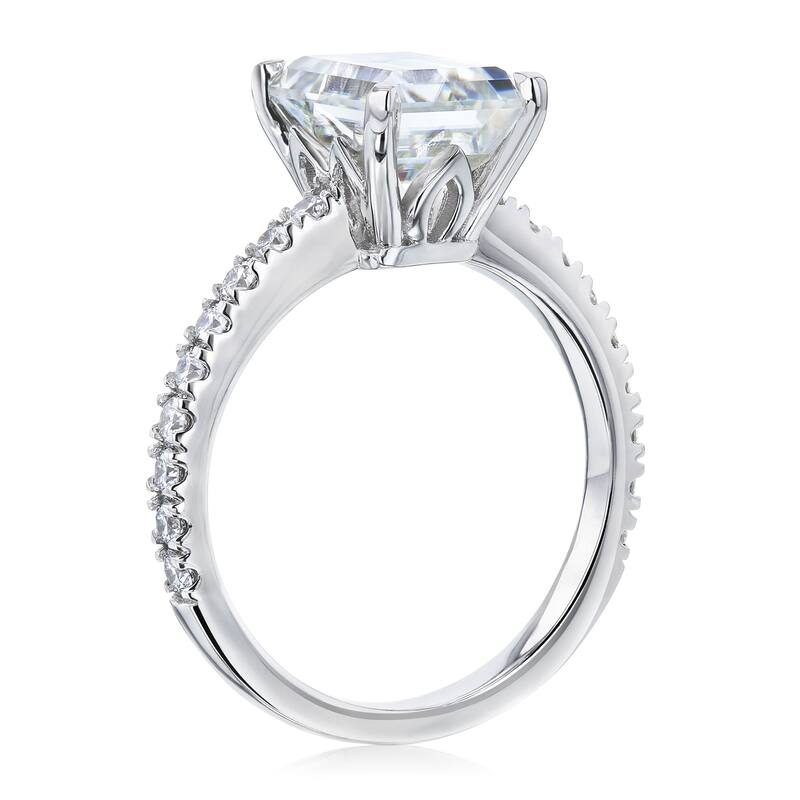 Annello by Kobelli 14k Gold 3 1/6ct TGW Radiant Forever One Moissanite and Diamond Tulip Head Engagement Ring