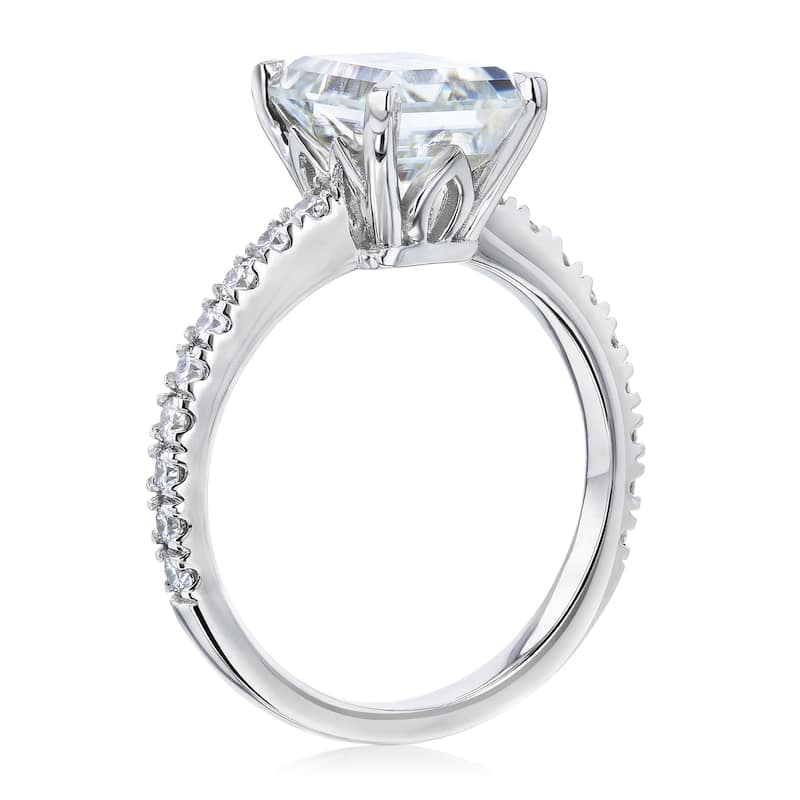 Annello by Kobelli 14k Gold 3 1/6ct TGW Radiant Moissanite and Diamond Tulip Head Engagement Ring (GH/VS, GH/I)
