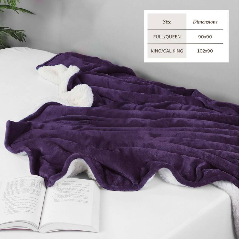 Linery & Co. Velvet Plush Reversible Sherpa Bed Blanket