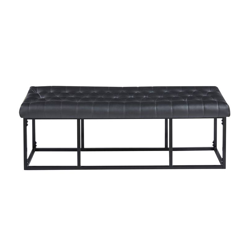 Porthos Home Ellie Faux Leather Accent Bench with Metal Frame Base