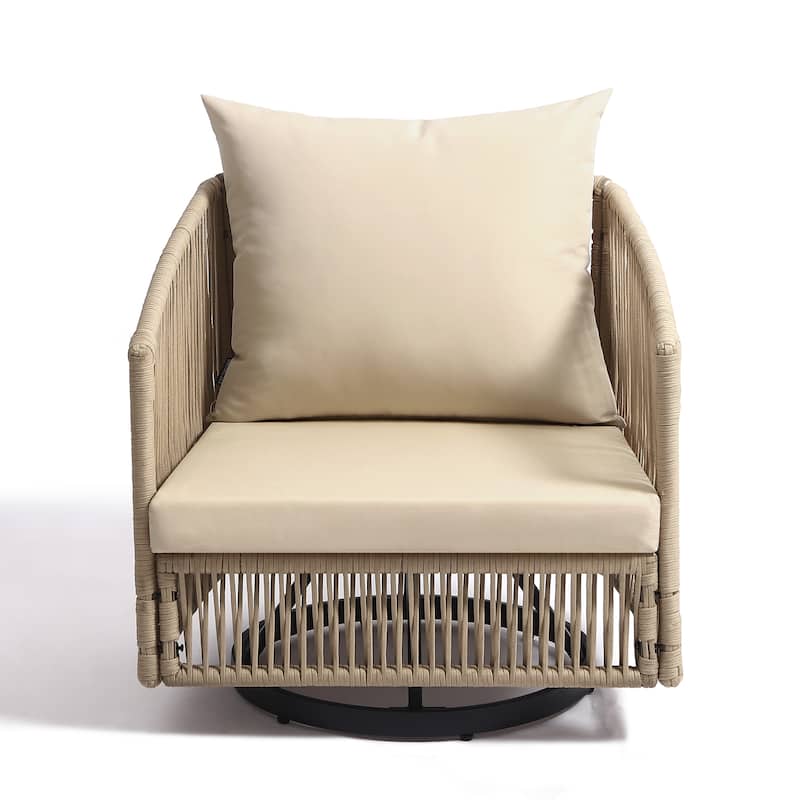 3-piece Cushioned Swivel Patio Wicker Furniture Set Outdoor Rattan Bistro Set