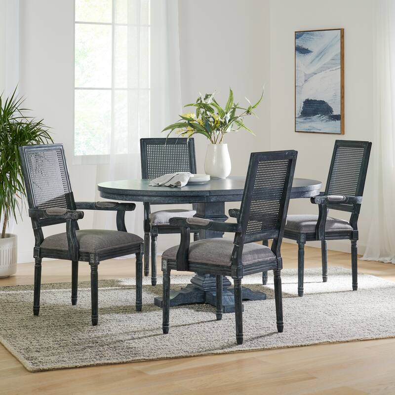 Maria Fabric and Rubberwood Dining Set by Christopher Knight Home