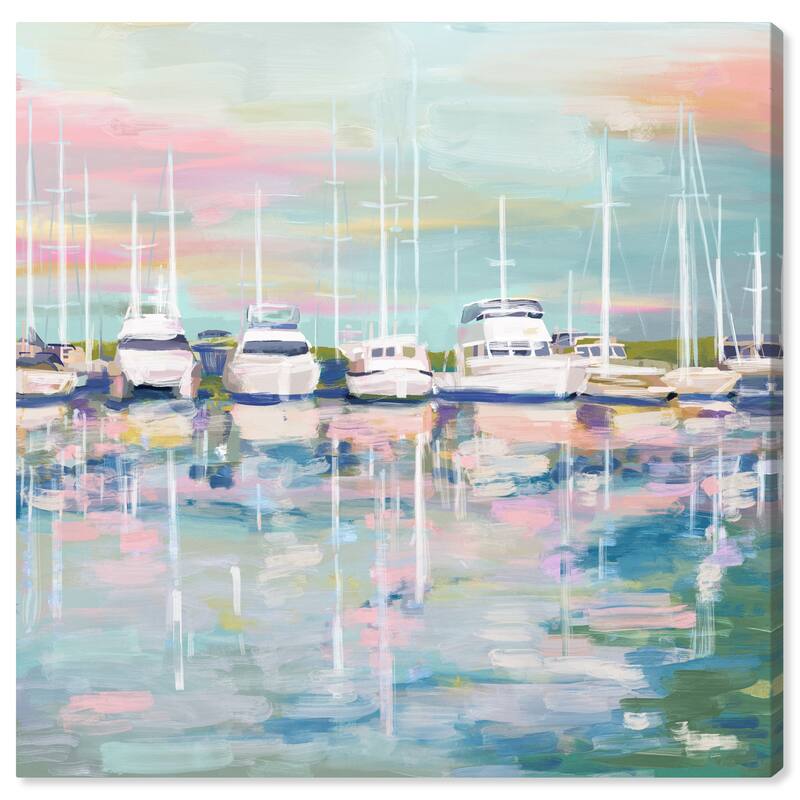Art Remedy Coastal Dock Gallery Wrapped Sailing 1 Piece Canvas Wall Art - 12 x 12