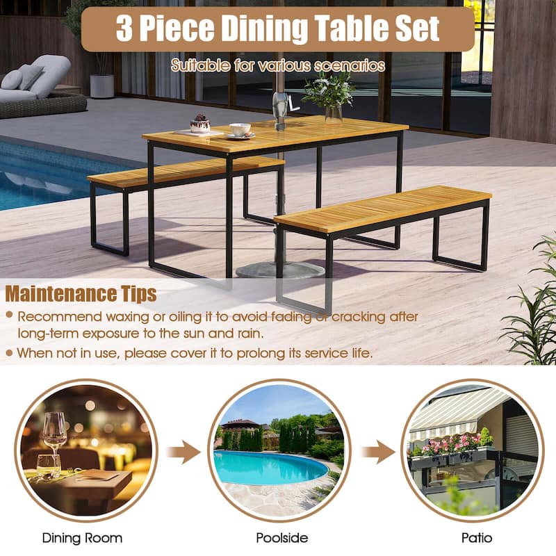 Costway 51" Wooden Outdoor Bench Patio Dining Bench with Acacia Wood - See Details