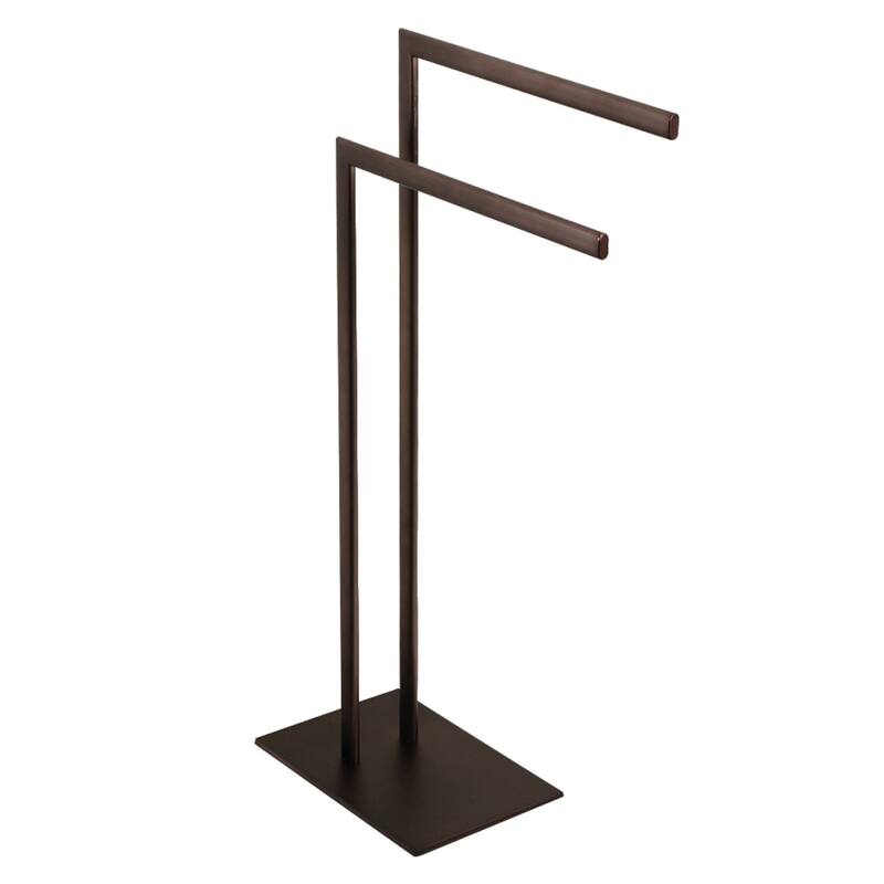 Edenscape Pedestal Dual Towel Rack in Polished Chrome - Oil Rubbed Bronze