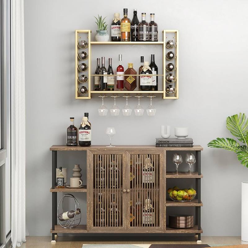 Wall Mounted Wine Rack - 31.5"D x 9.8"W x 21.65"H