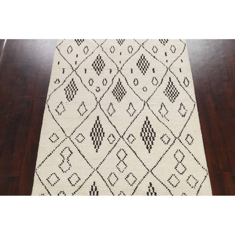 Tribal Vegetable Dye Moroccan Berber Oriental Area Rug Wool Handmade - 6'1" x 9'4"