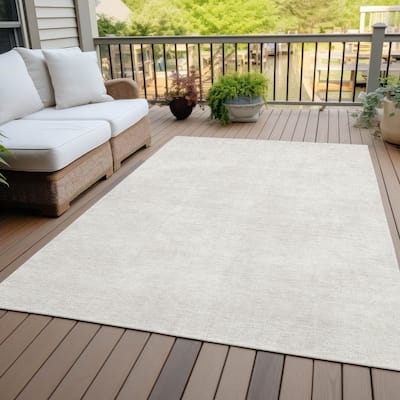 Machine Washable Indoor/ Outdoor Simple Solid Chantille Rug