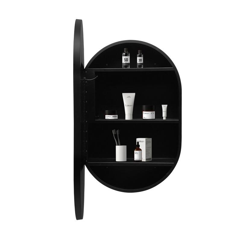 Alvana LED Black framed Wall mount Medicine Cabinet with Mirror Anti-fog function with 3 colors light