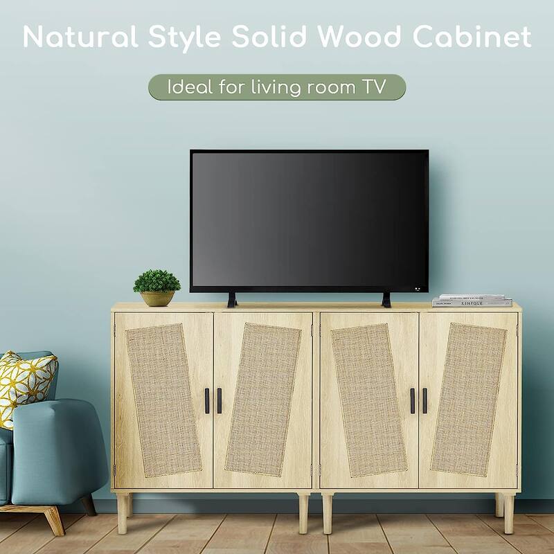Sapphome Dog Crate Furniture Large Breed TV Stand with 2 Sliding Doors,Grey