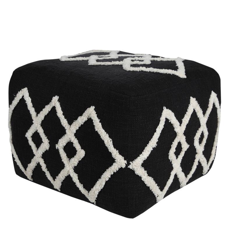 Sevita Textured Overlapping Diamonds Pouf Ottoman
