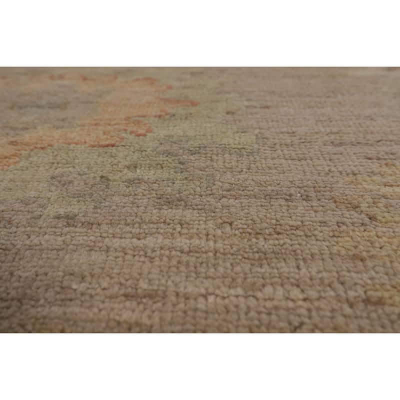 Beige Oushak Turkish Area Rug Hand-Knotted Transitional Wool Carpet - 8'3"x 9'8"