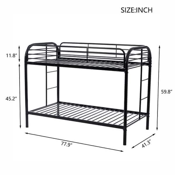 Bunk Bed Twin Over Twin Size, Heavy Duty Bed with Ladders & Safety Guard Rails