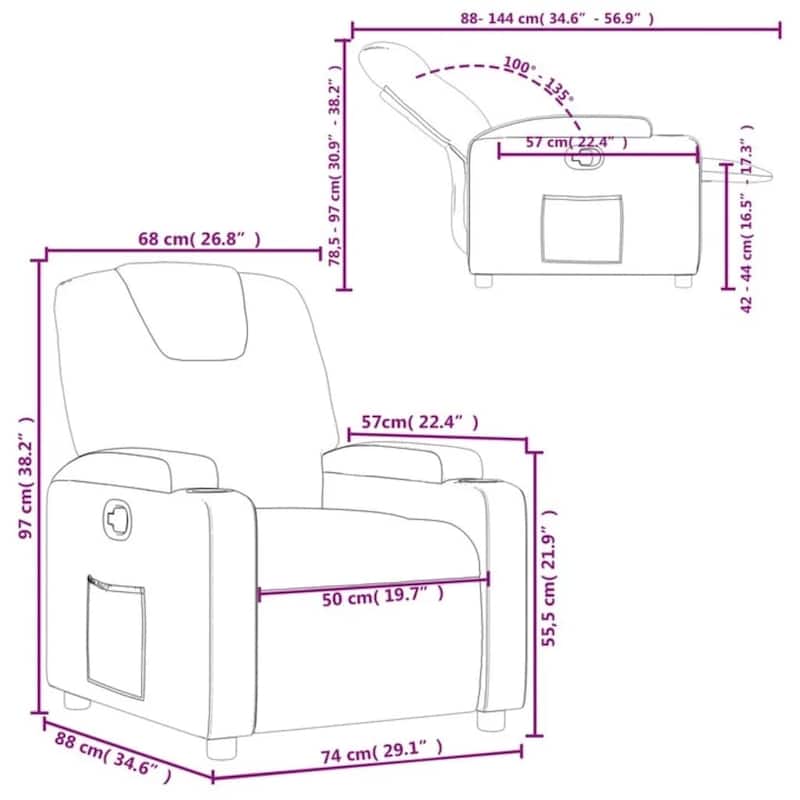 vidaXL Recliner Chair Dark Grey 100% Polyester, Metal, Plywood Single