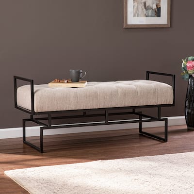 SEI Furniture Capello Contemporary Beige Fabric Bench