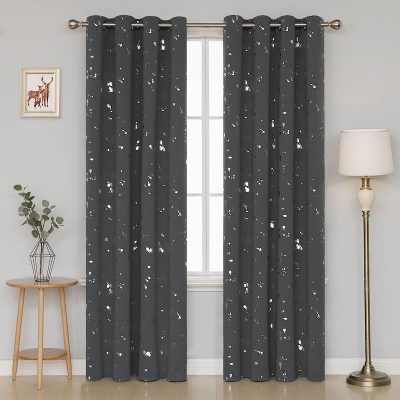 Deconovo Silver Spot 52 Width Curtain Panel Pair (2 Panel) - W52 x L84 - Dark Grey