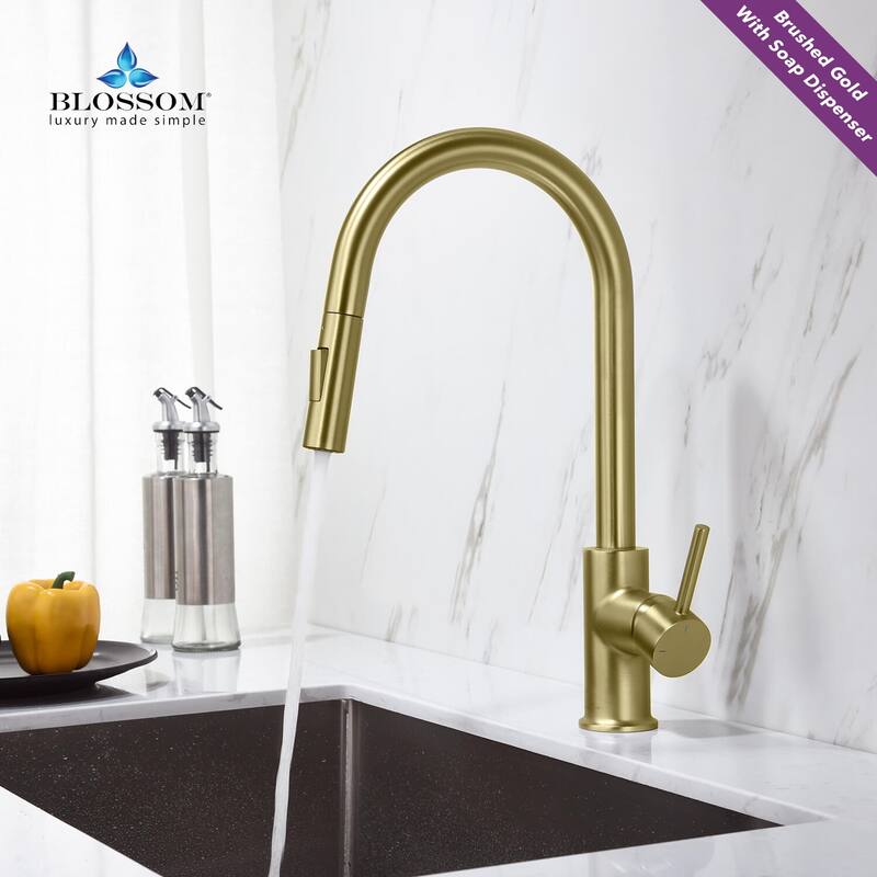 Blossom Solid Pull-Down Kitchen Faucet w/ 360 Swivel, Single Handle