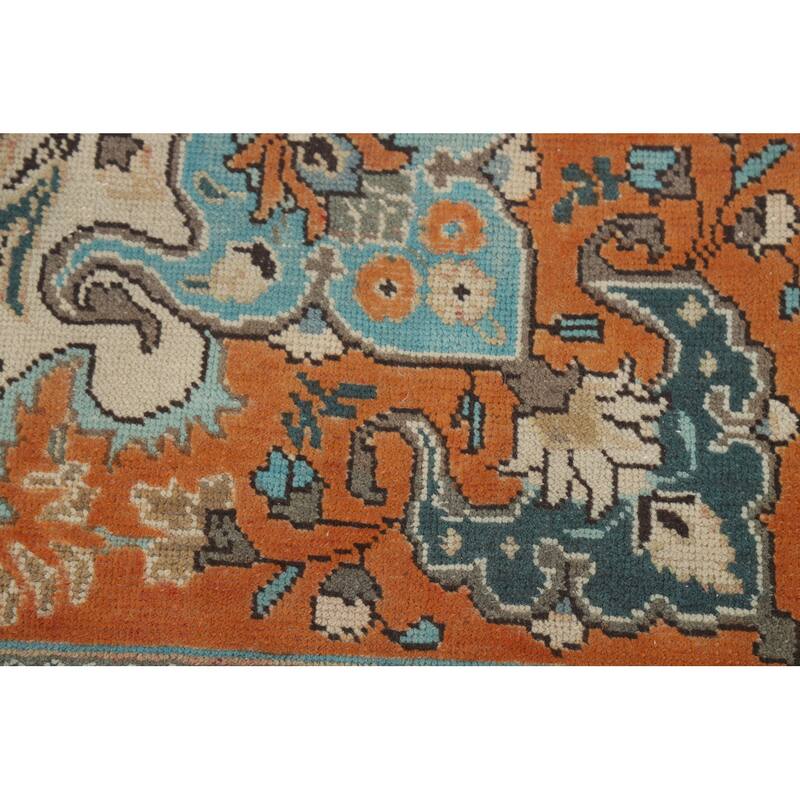 Brown Floral Tabriz Persian Area Rug Hand-Knotted Wool Carpet - 9'6"x 13'0"