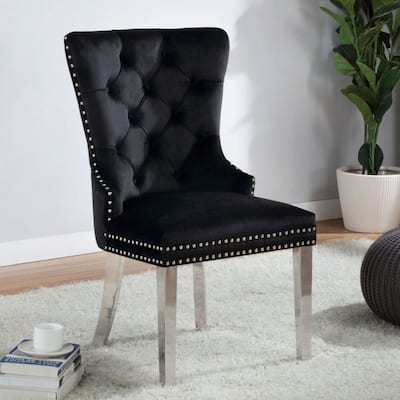 Set of 2 Wingback Dining Chairs with Button Tufted Back