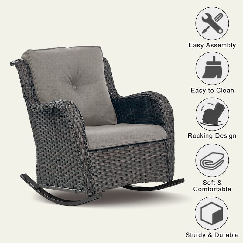 Gymojoy Patio Rocking Chair with Comfortable Cushions