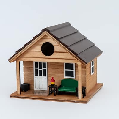 Home Bazaar 6.75" x 6.5" x 7.5" Man Cave Birdhouse - natural - 7.5"x6.75"x6.5"