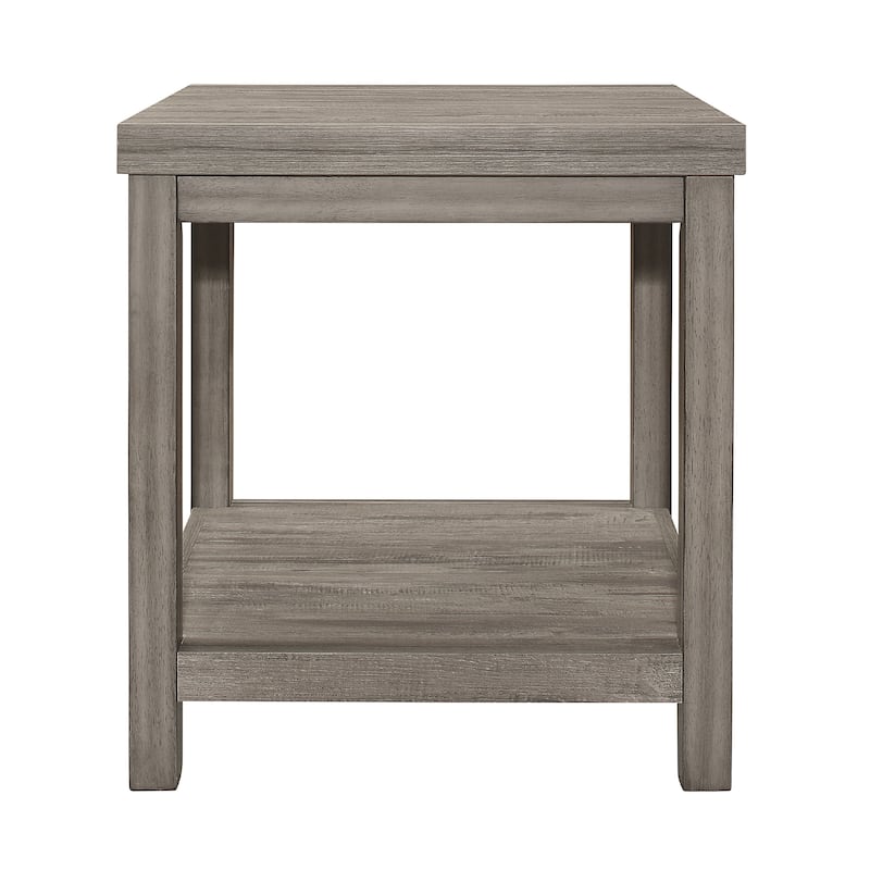 Rie 3pc Coffee Table Set with 2 End Tables, Lower Shelves, Gray Wood