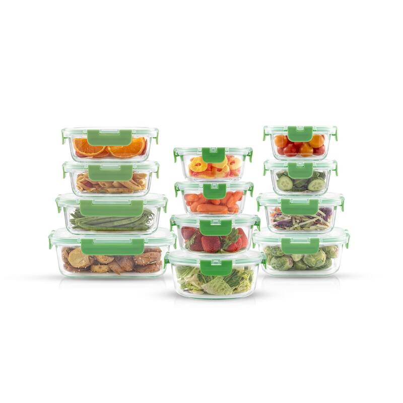 JoyFul 24 Piece Glass Food Storage Containers Set with Airtight Lids