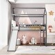 preview thumbnail 2 of 5, Concise & Unique Twin Size Loft Bed with Slide, House Bed with Solid Pine Legs and Durable Frame, Full-length Guardrail