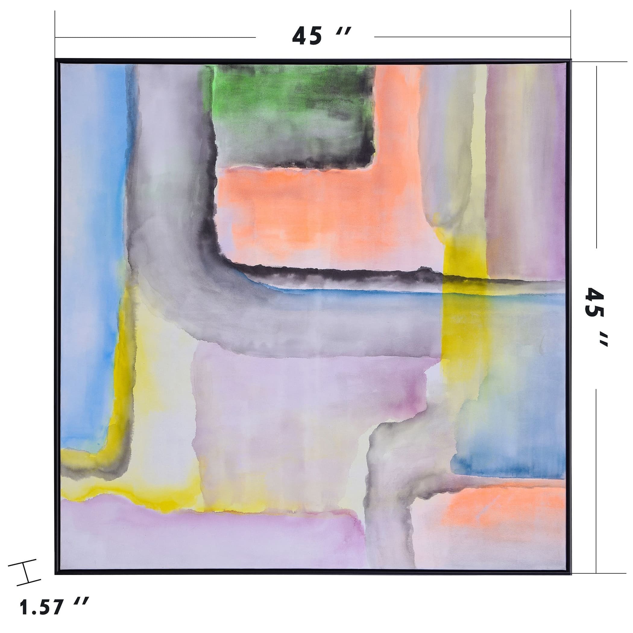 All In Color I Abstract Hand Painted Canvas Wall Art Black Frame