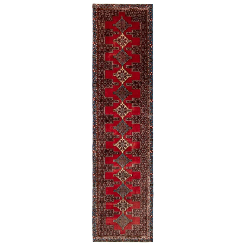 ECARPETGALLERY Hand-knotted Kayseri Vintage Red Wool Rug - 3'1 x 12'3