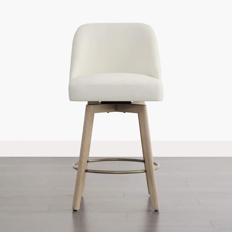 Spruce & Spring Modern Upholstered 360-degree Swivel Bar Stool for Kitchen and Home Bar