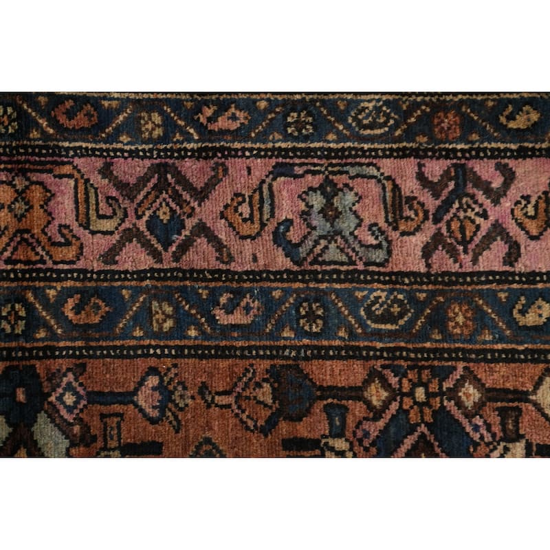 Hand Knotted Oriental 100% Wool Carpet Traditional Geometric Oranges & Rust Malayer Area Rug - 5' 4'' X 3' 4''